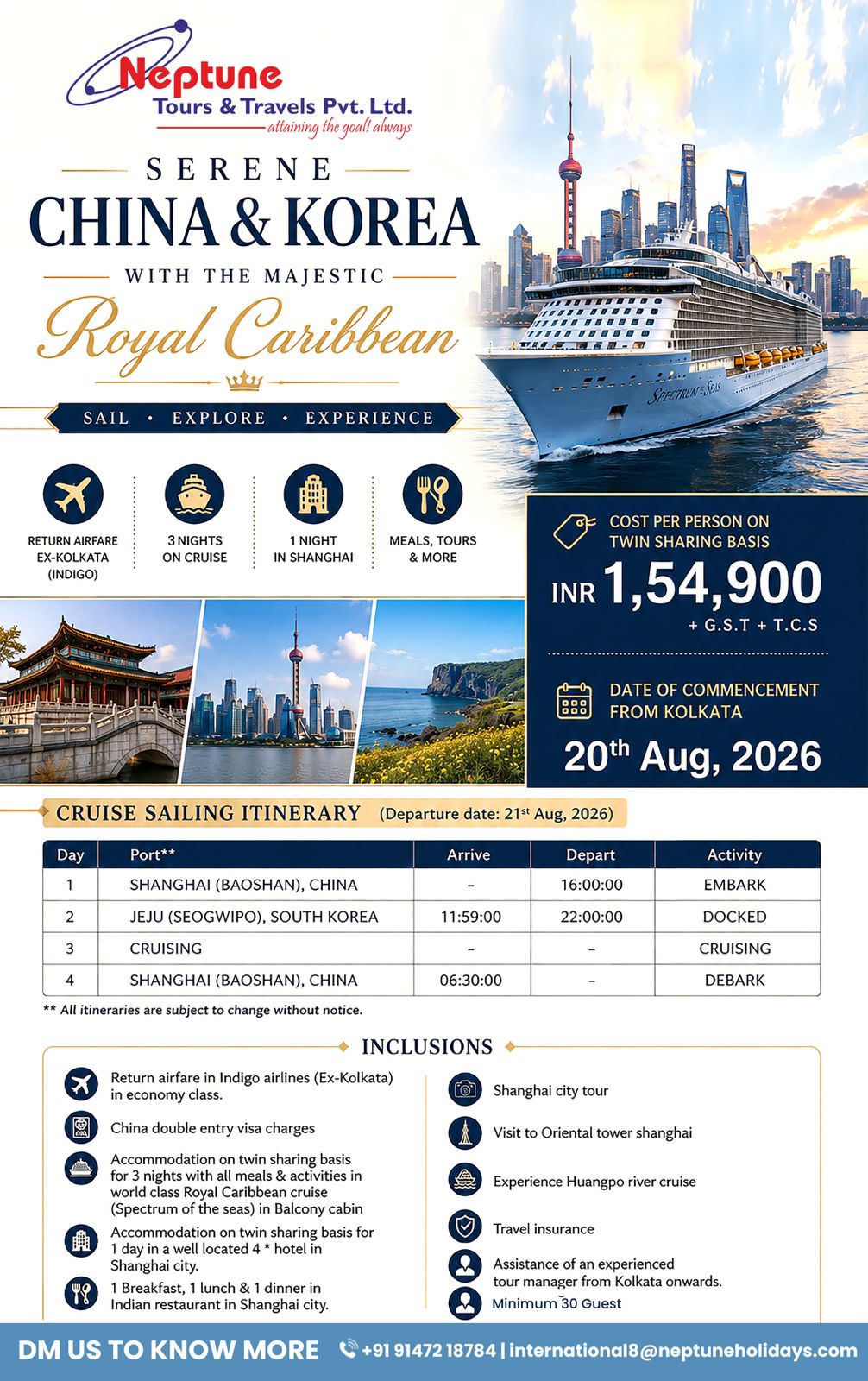 Serene China & Korea with Royal Caribbean offer flyer
